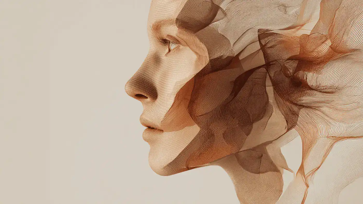 Abstract multi-plane facial map highlighting cheek, jaw, and brow contours, emphasizing midface rejuvenation for youthful appearance.