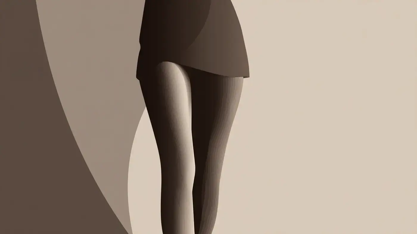Abstract representation of a thigh silhouette, emphasizing smooth contours, relevant to thigh lift surgery consultation at Freedland MD.